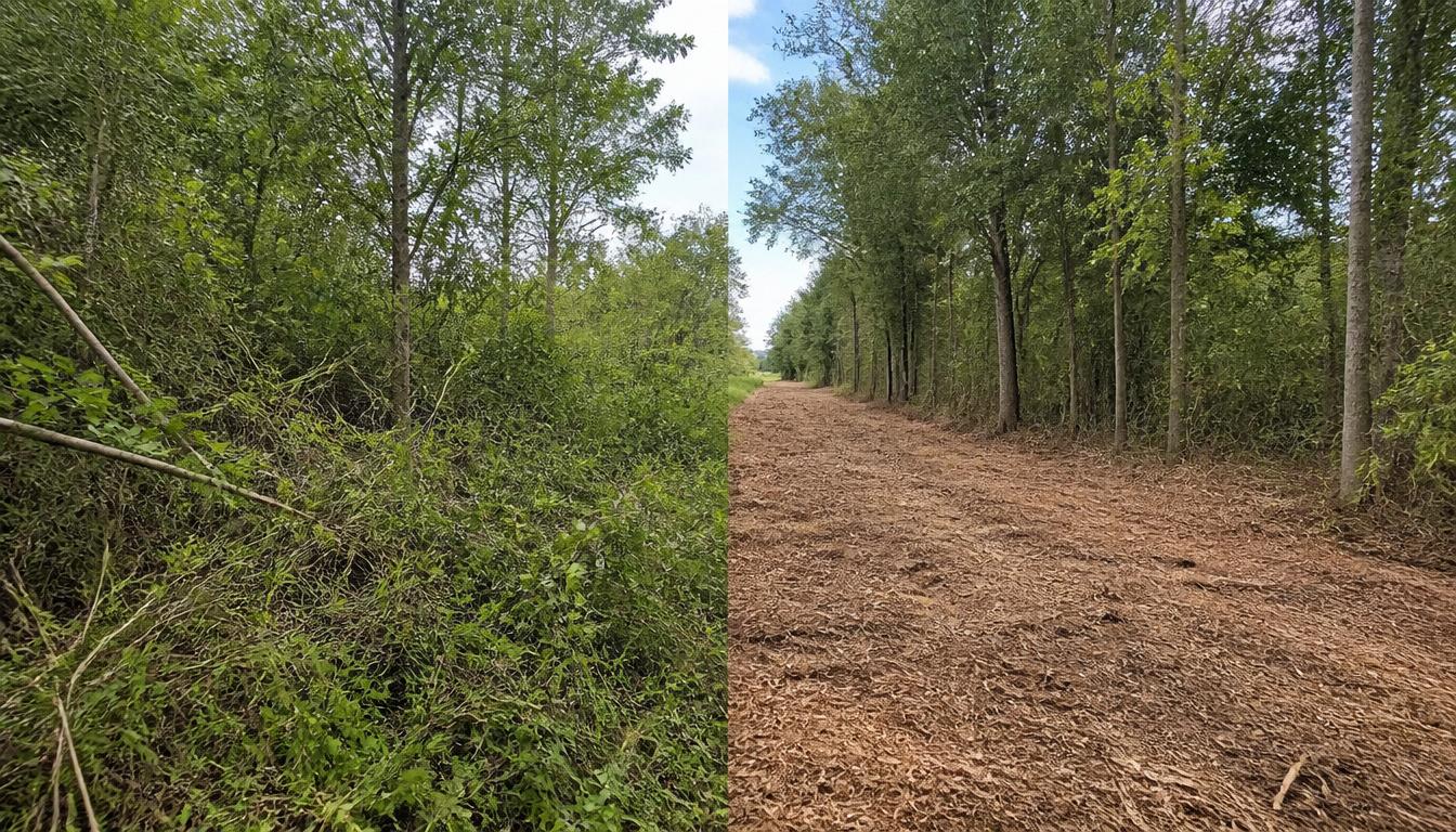 Property line before and after land clearing